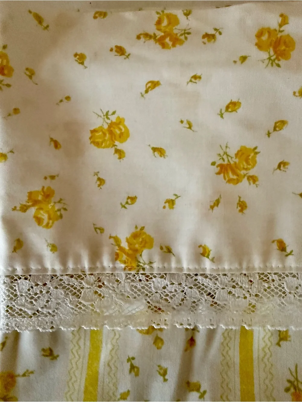 Vintage Percale Yellow and White Floral Pillowcase